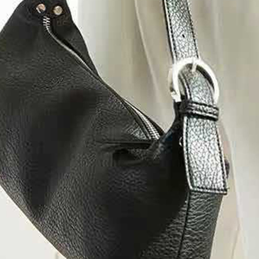 Women's Textured Solid Sling Bag-Black