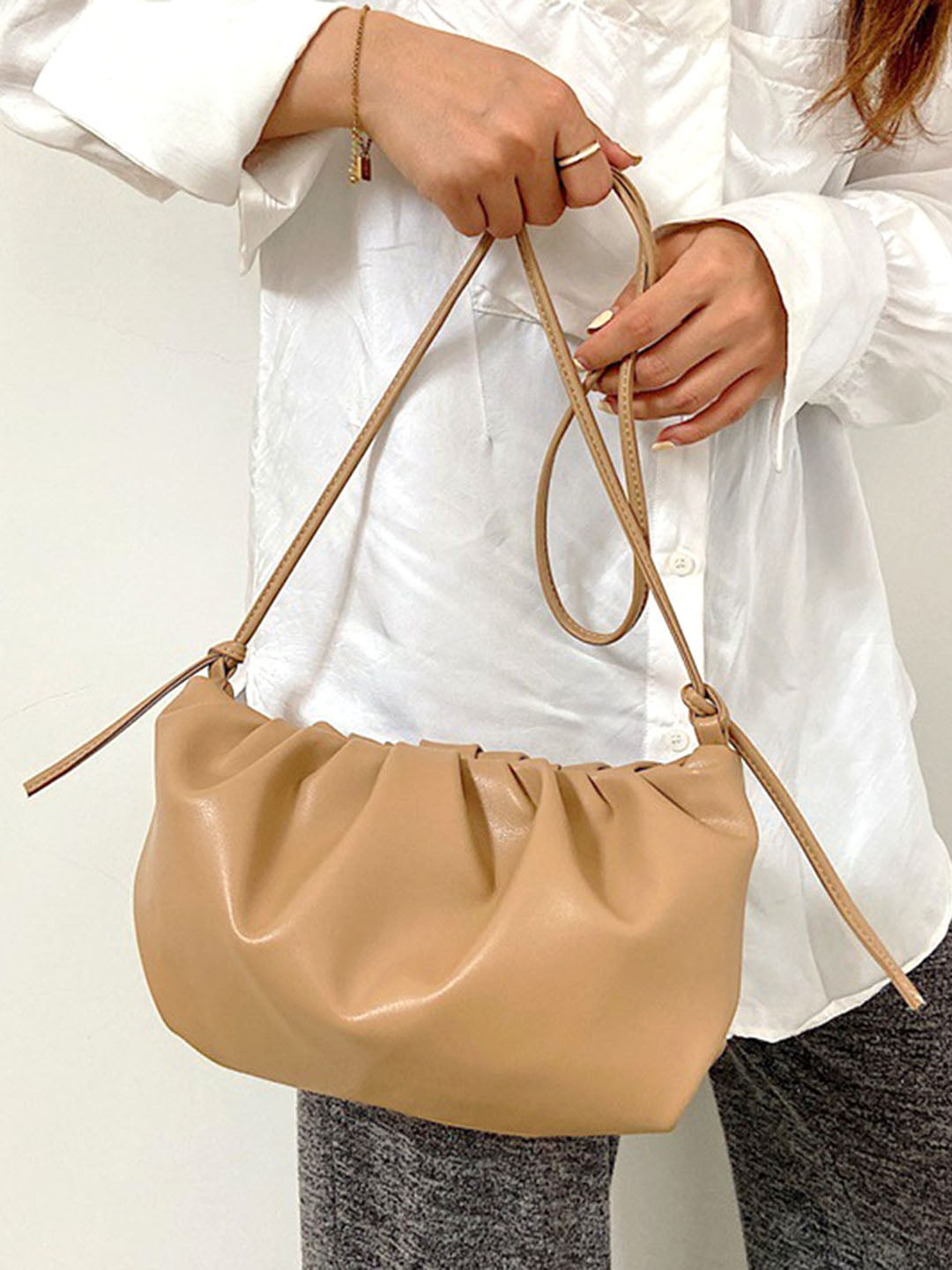 Women's Golden Chain Sling Bag-Brown