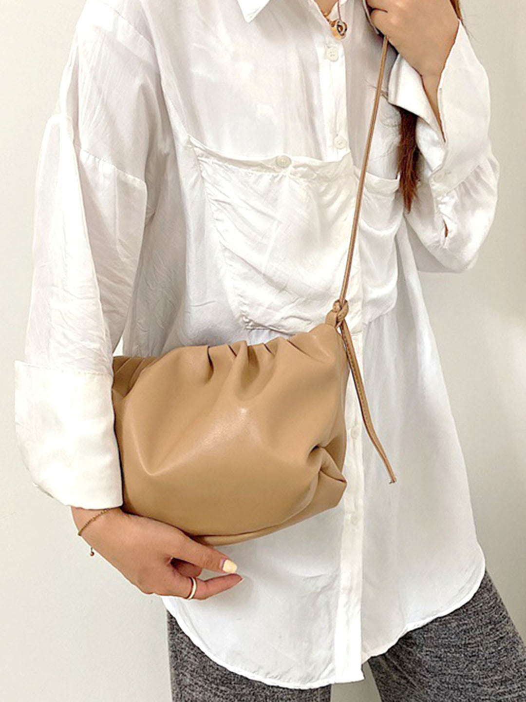 Women's Golden Chain Sling Bag-Brown