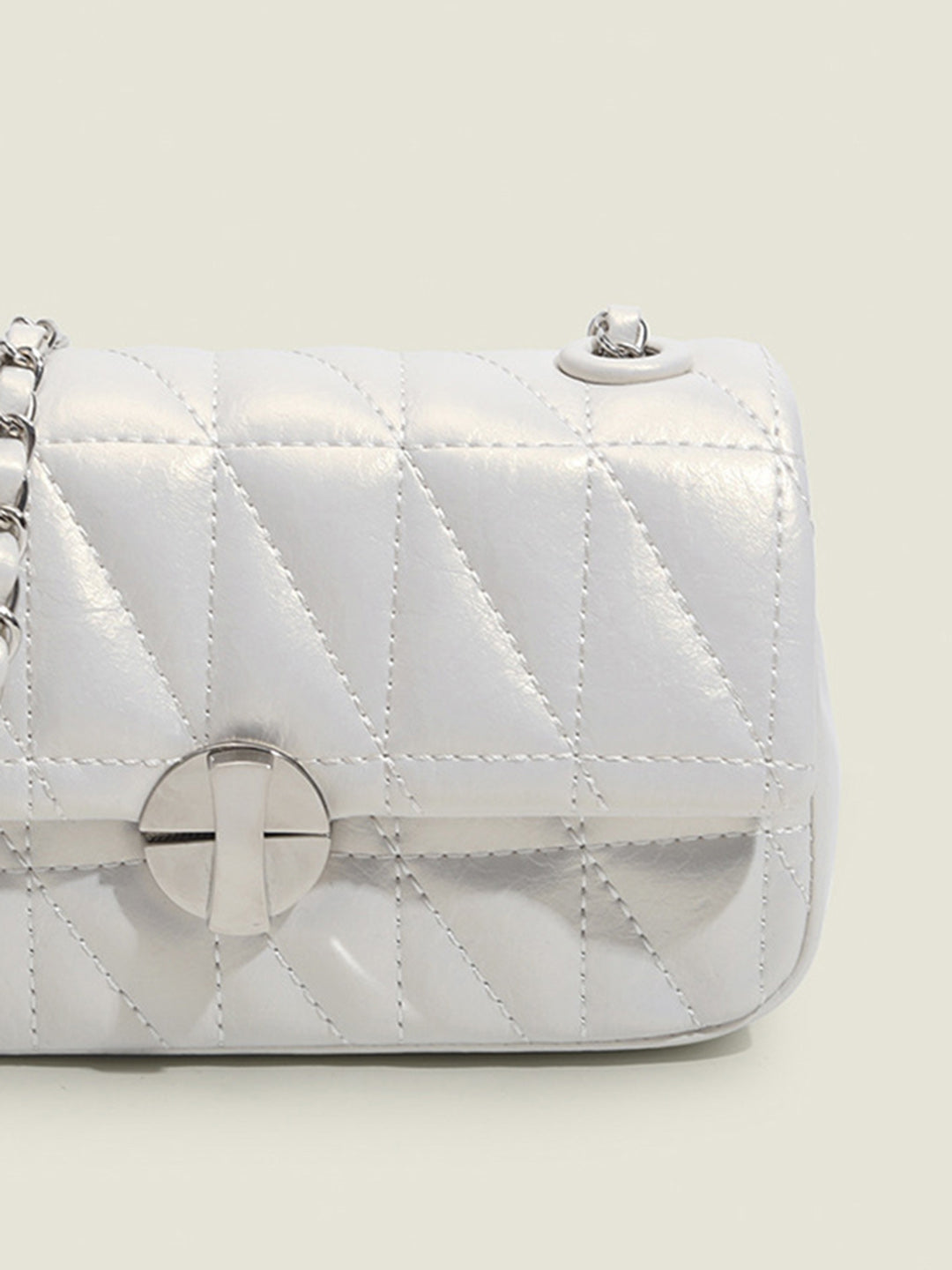 Women's Textured Silver Chain Sling Bag- White