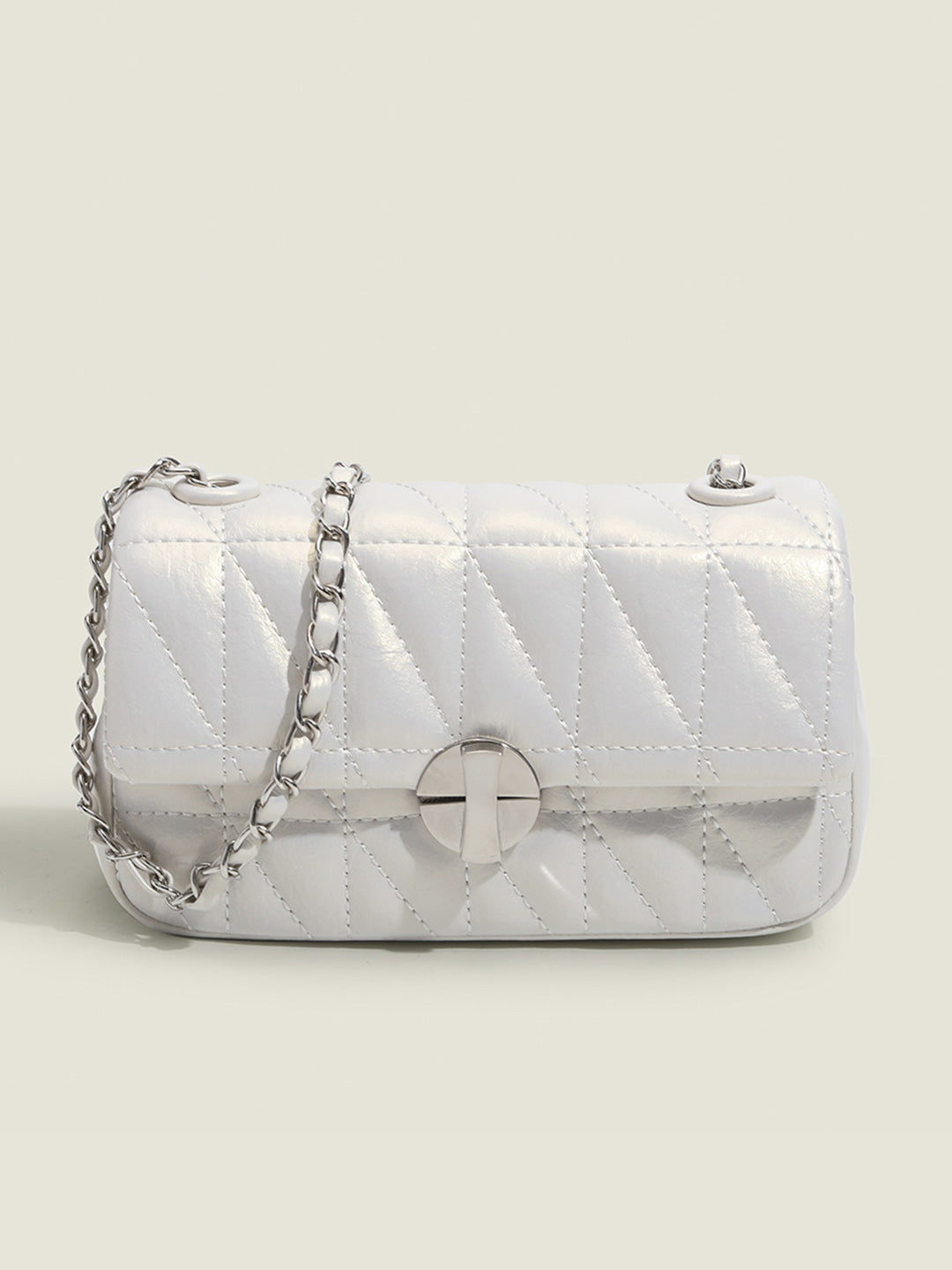 Women's Textured Silver Chain Sling Bag- White