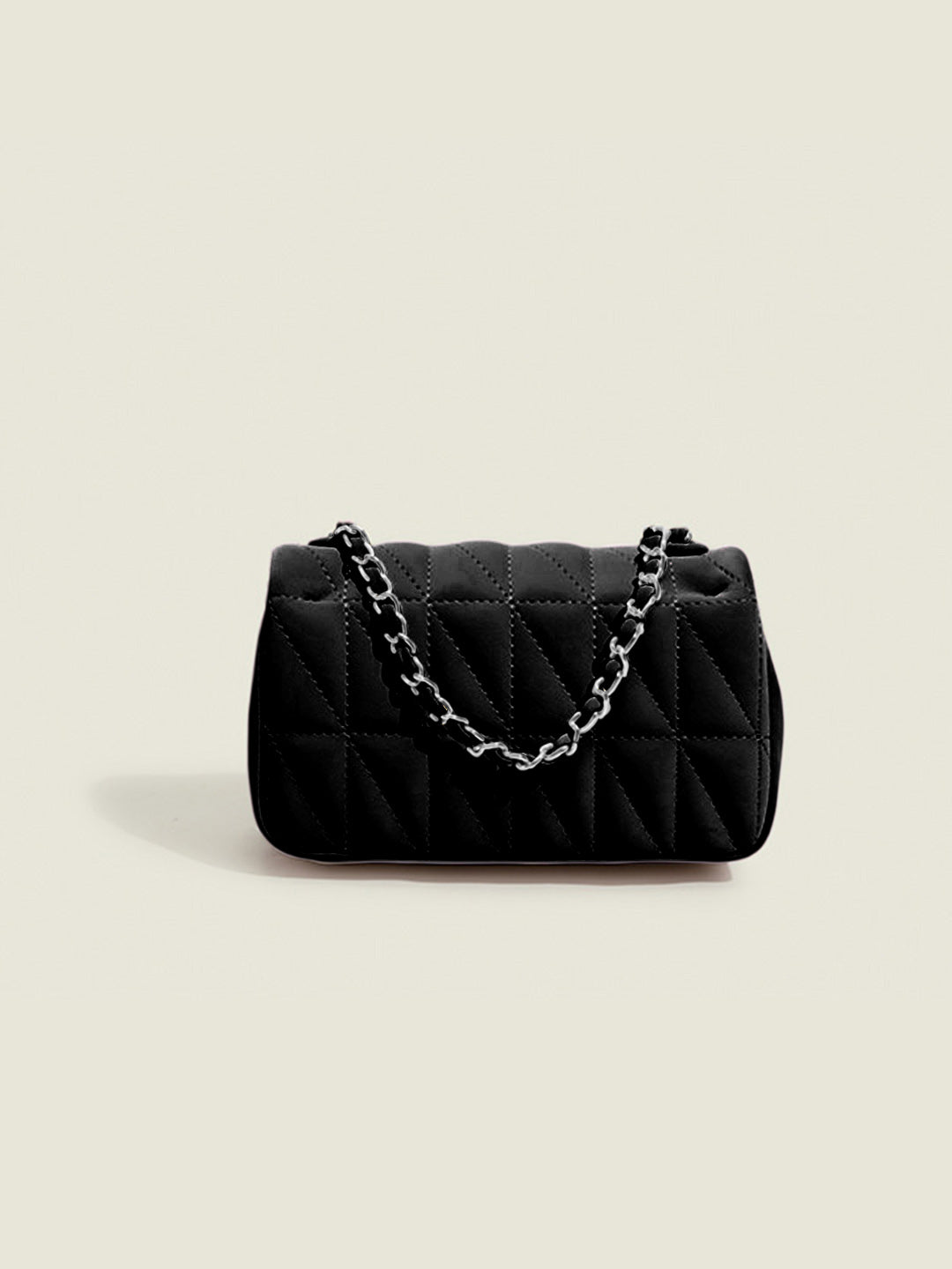 Women's Textured Silver Chain Sling Bag- black