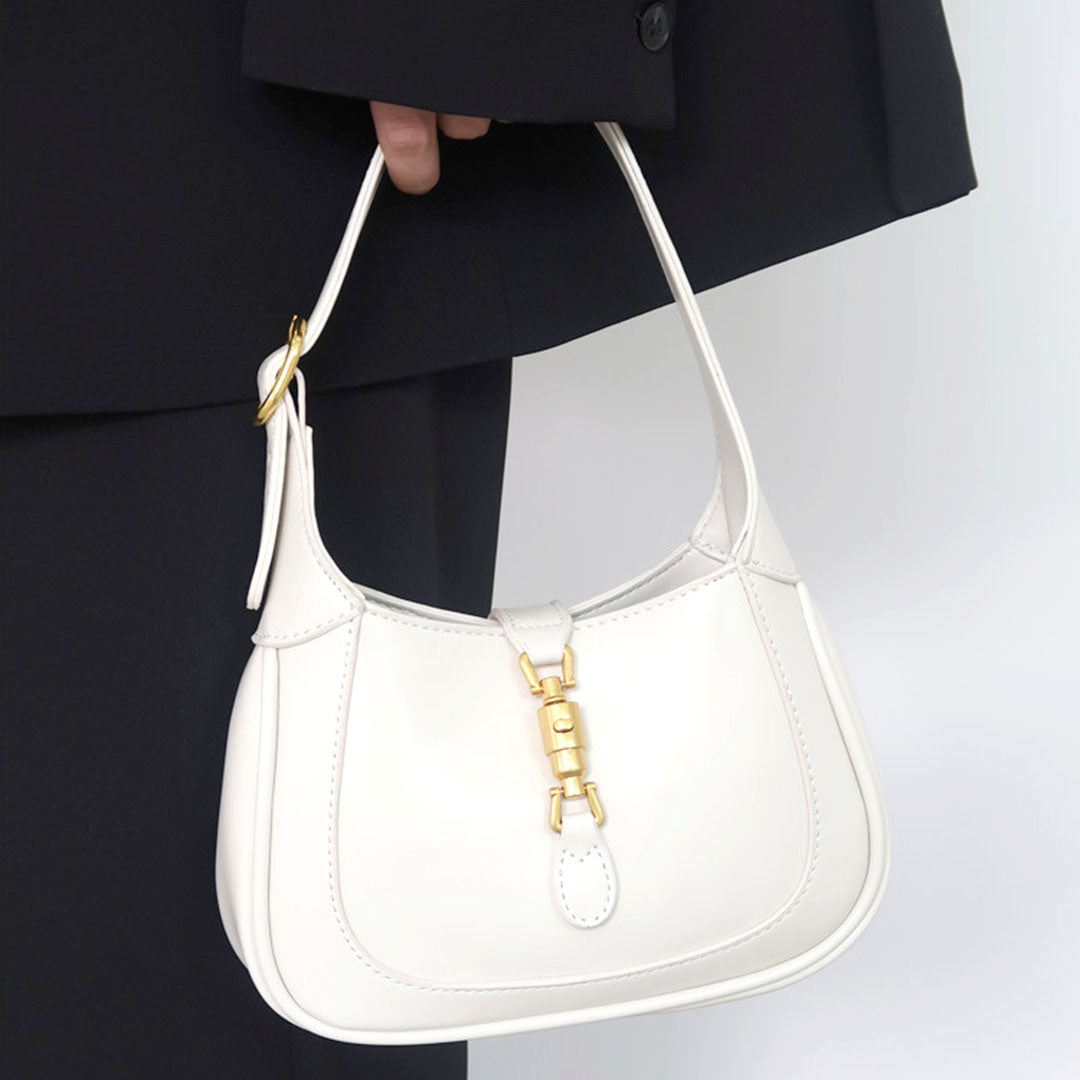 Women's Solid Pu Leather Sling Bag-White