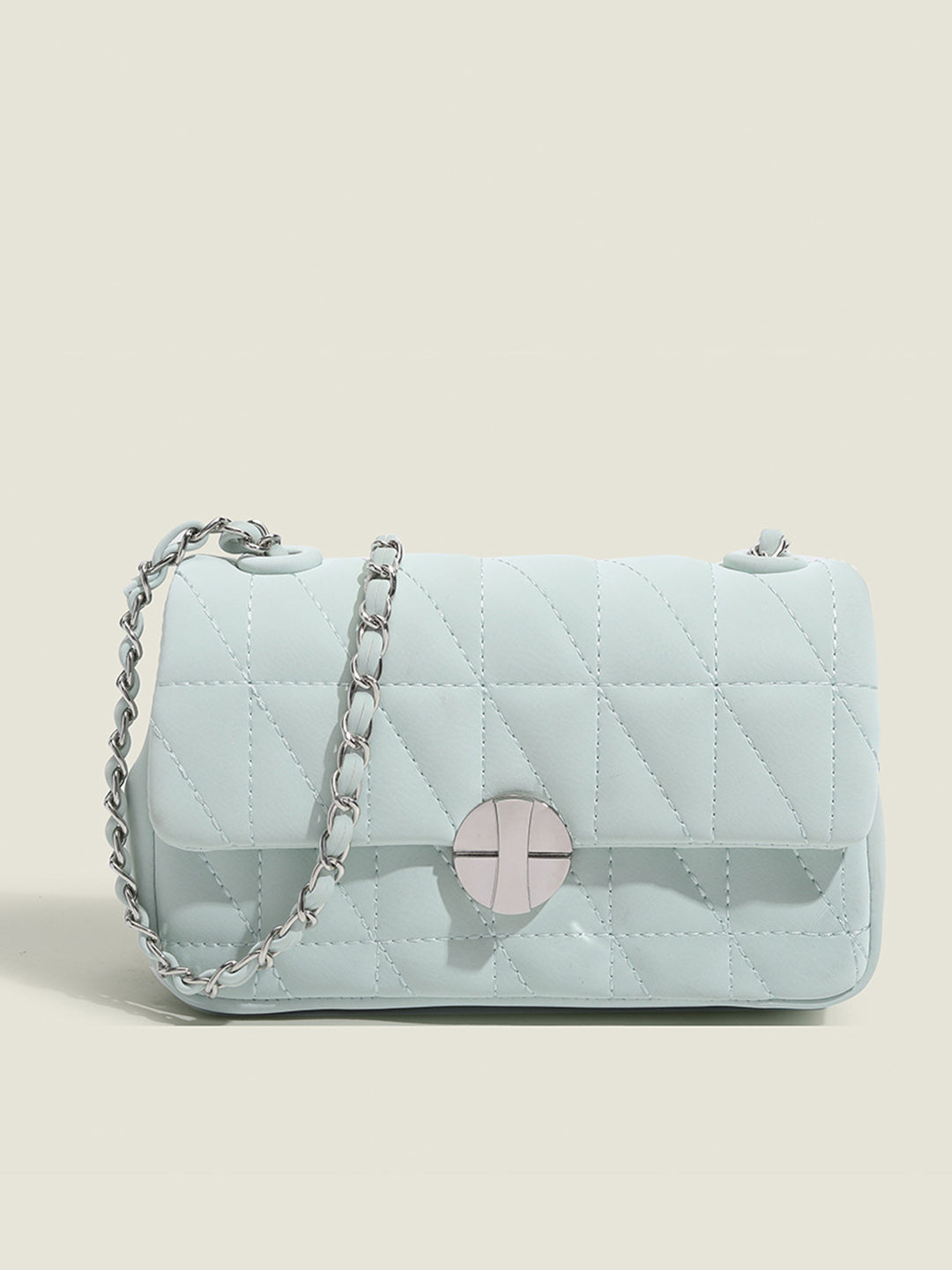 Women's Textured Silver Chain Sling Bag-Green
