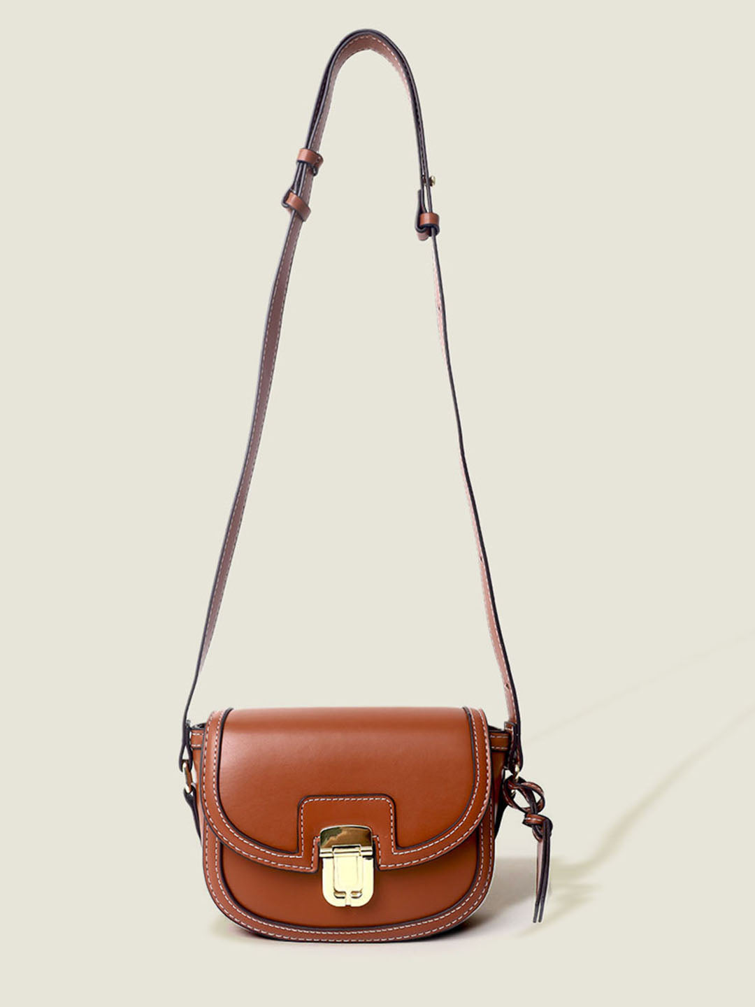 Women's Solid Sling Bag-Brown
