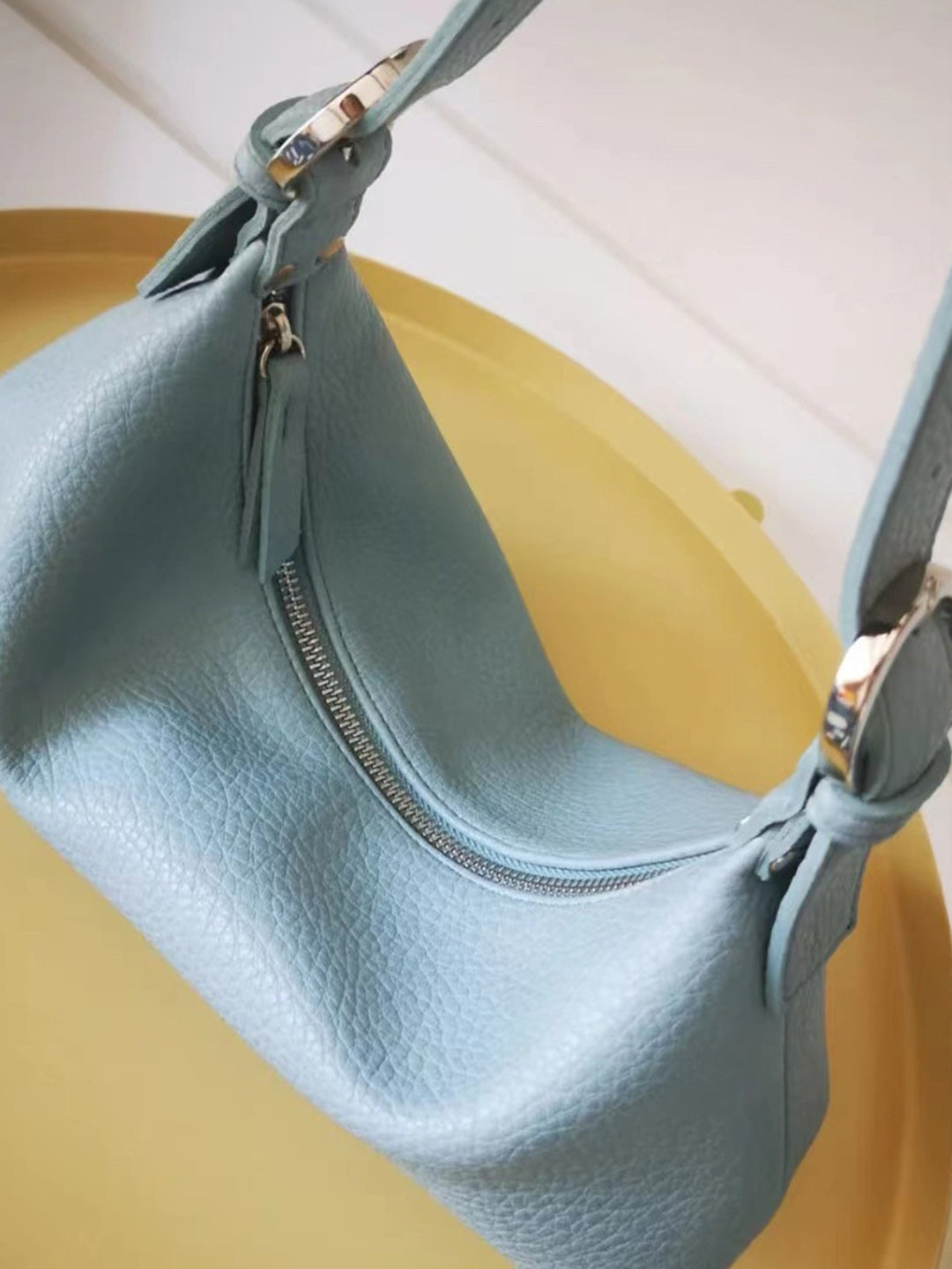 Women's Textured Solid Sling Bag- Blue