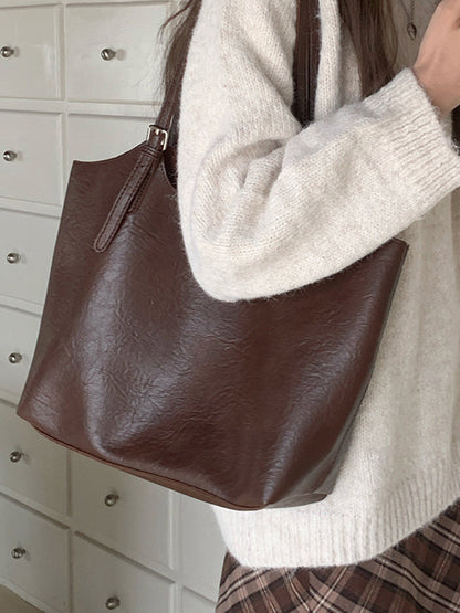 Evee Textured Brown Tote
